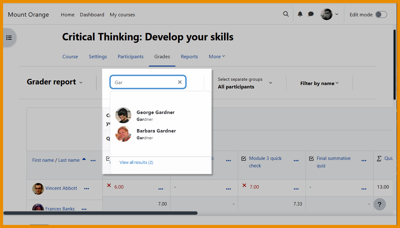 Grader report search