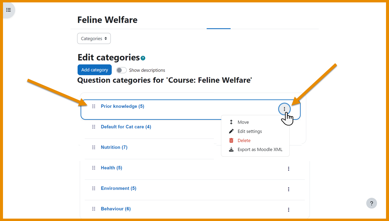 Question Bank Category Management