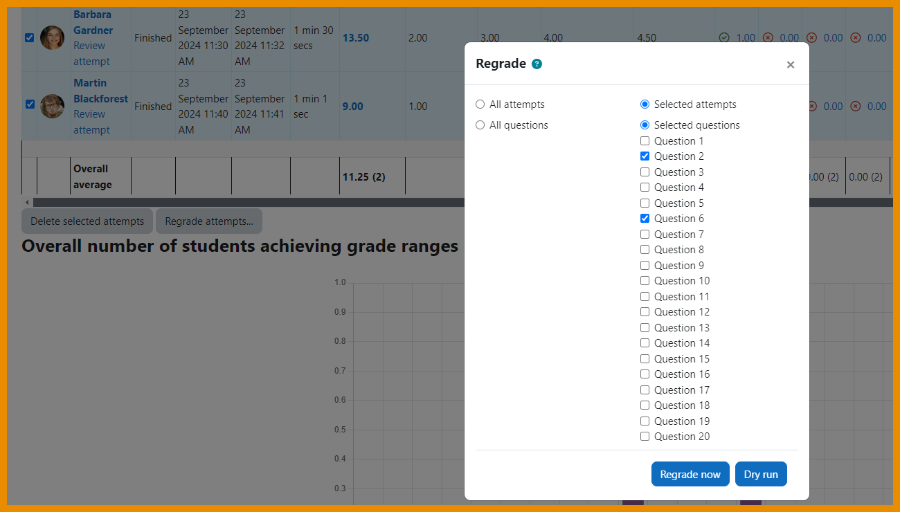 Regrade selected attempts