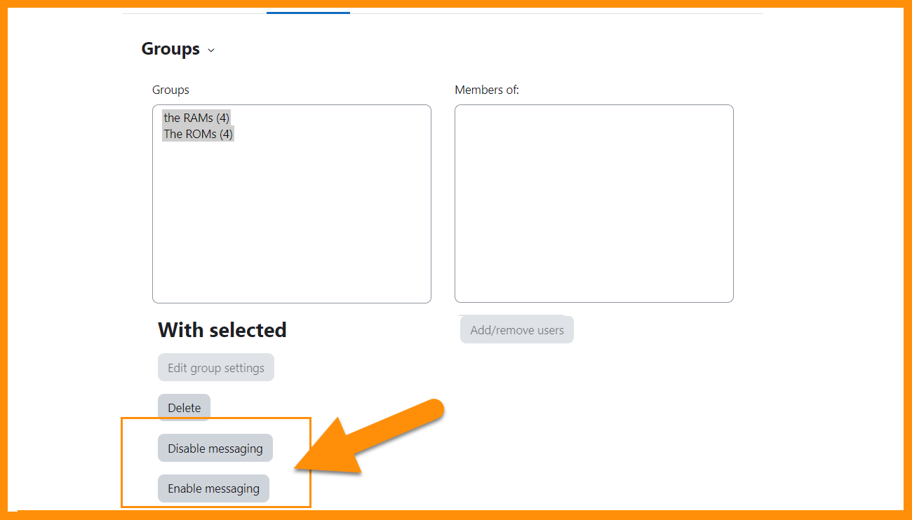 Group Messaging Bulk Enable Disable