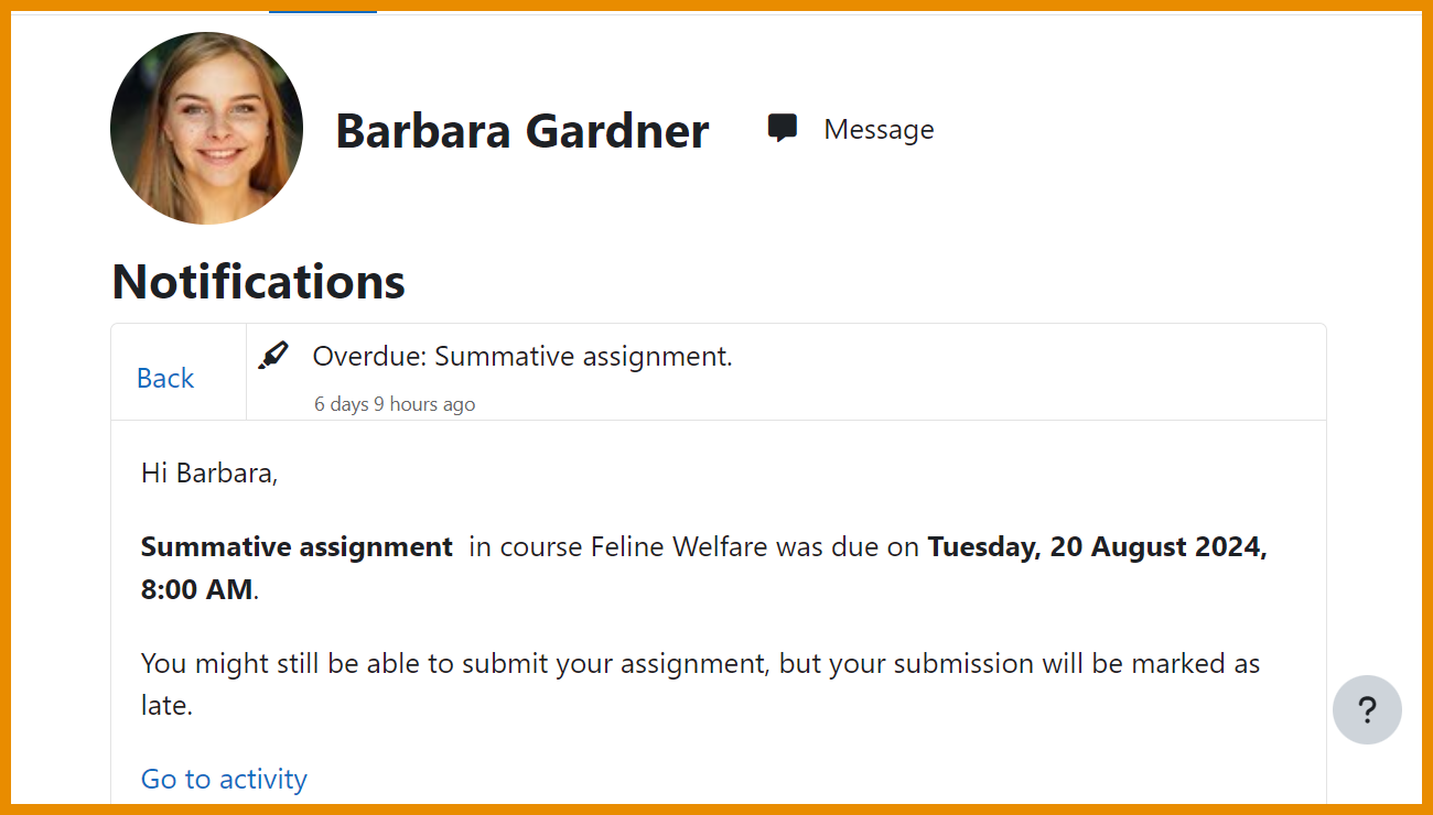 New notifications for students