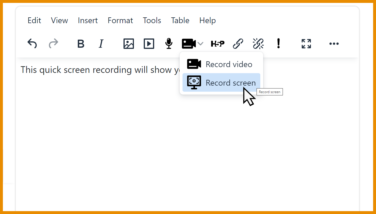 TinyMCE screen record
