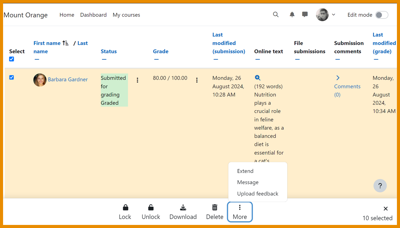 gradebook sticky footer